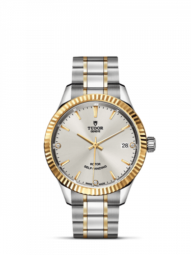 Style 34 Stainless Steel / Yellow Gold / Fluted / Silver-Diamond / Bracelet