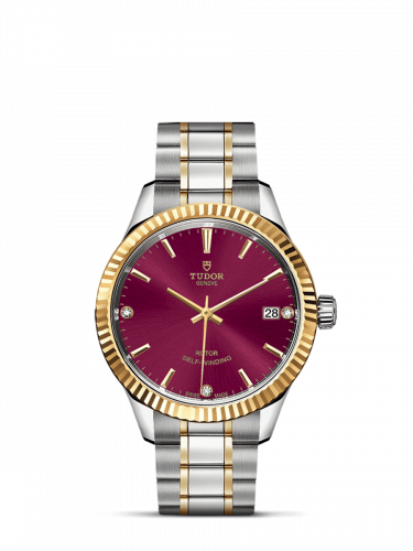 Style 34 Stainless Steel / Yellow Gold / Fluted / Burgundy-Diamond / Bracelet