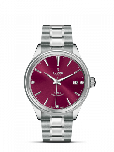 Style 38 Stainless Steel / Burgundy-Diamond / Bracelet