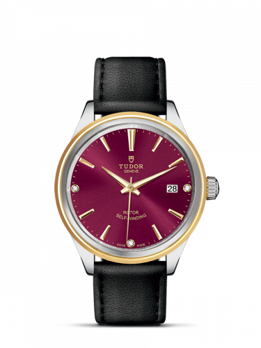 Style 38 Stainless Steel / Yellow Gold / Burgundy-Diamond / Strap