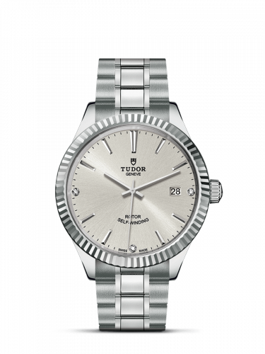 Style 38 Stainless Steel / Fluted / Silver-Diamond / Bracelet