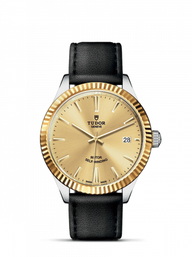 Style 38 Stainless Steel / Yellow Gold / Fluted / Champagne / Strap