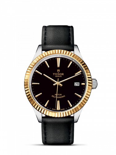 Style 38 Stainless Steel / Yellow Gold / Fluted / Black / Strap