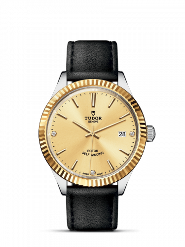 Style 38 Stainless Steel / Yellow Gold / Fluted / Champagne-Diamond / Strap