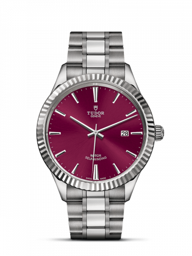 Style 41 Stainless Steel / Fluted / Burgundy / Bracelet