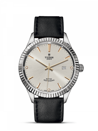 Style 41 Stainless Steel / Fluted / Silver-Diamond / Strap