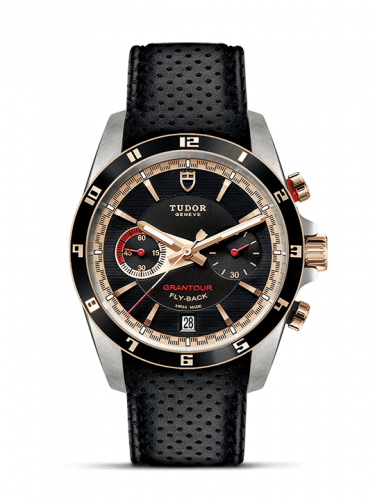 Grantour Flyback Stainless Steel / Pink Gold / Black / Strap