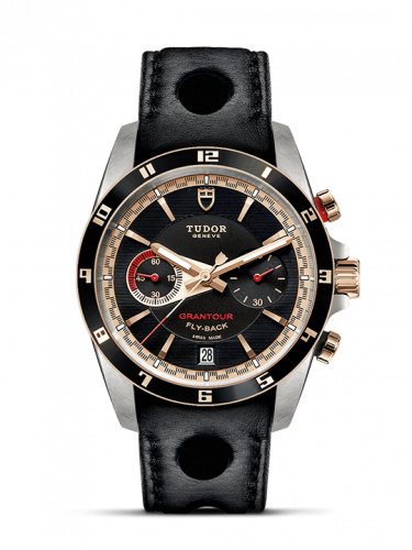 Grantour Flyback Stainless Steel / Pink Gold / Black / Strap