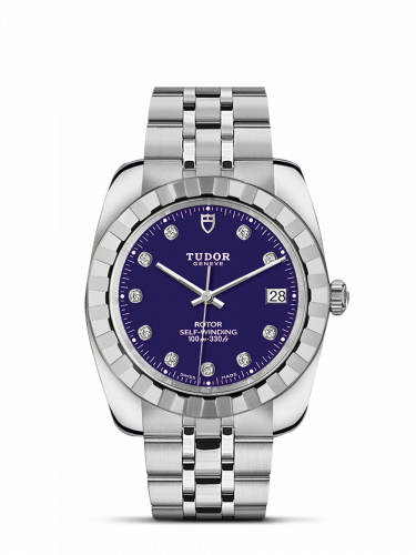Classic 38 Stainless Steel / Fluted / Blue-Diamond / Bracelet