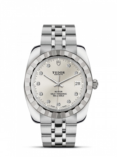Classic 38 Stainless Steel / Fluted / Silver-Diamond / Bracelet