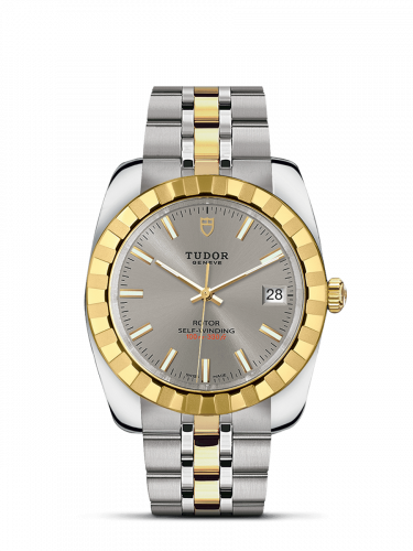 Classic 38 Stainless Steel / Yellow Gold / Fluted / Silver / Bracelet