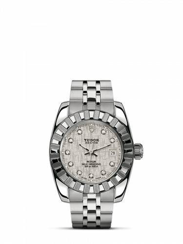 Classic 28 Stainless Steel / Fluted / Silver-Diamond / Bracelet