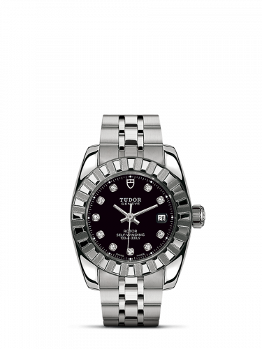 Classic 28 Stainless Steel / Fluted / Black-Diamond / Bracelet