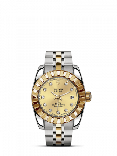 Classic 28 Stainless Steel / Yellow Gold / Fluted / Champagne-Diamond / Bracelet
