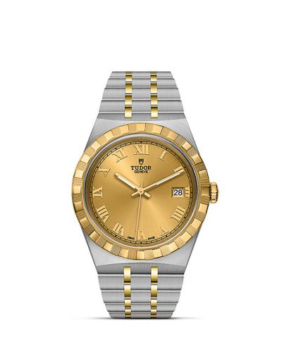 Royal Date 38 Stainless Steel / Yellow Gold / Champagne - Roman