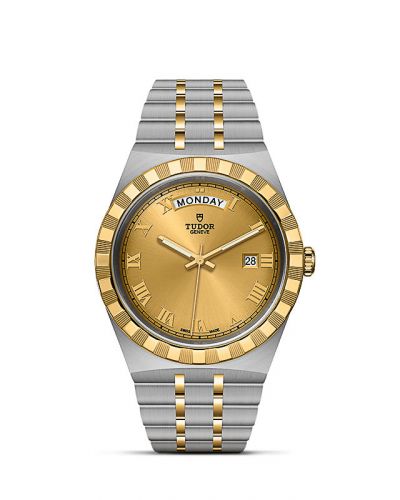 Royal Day-Date 41 Stainless Steel / Yellow Gold / Champagne - Roman