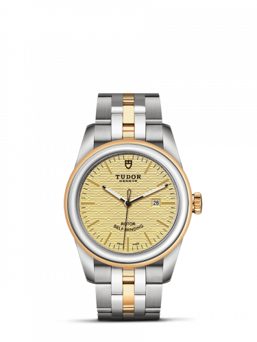 Glamour Date 31 Stainless Steel / Yellow Gold / Jacquard Champagne / Bracelet
