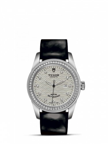 Glamour Date 31 Stainless Steel / Diamond / Jacquard Silver-Diamond / Strap