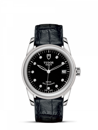 Glamour Date 36 Stainless Steel / Black-Diamond / Strap