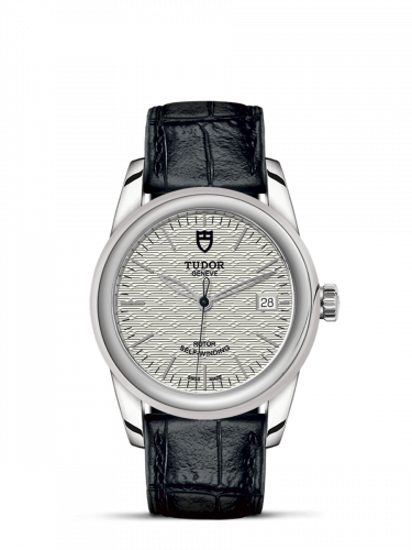 Glamour Date 36 Stainless Steel / Jacquard Silver / Strap