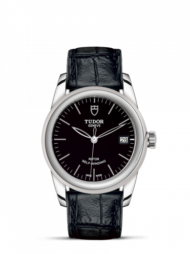 Glamour Date 36 Stainless Steel / Black / Strap