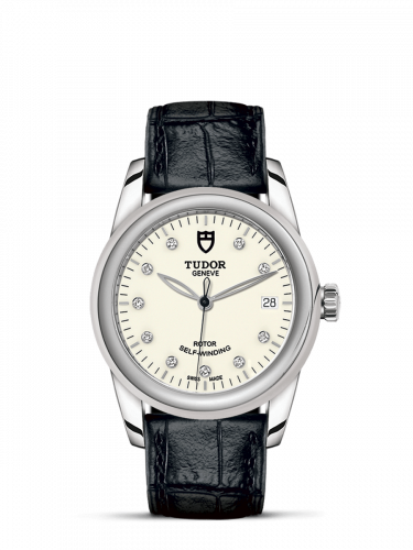 Glamour Date 36 Stainless Steel / Opaline-Diamond / Strap
