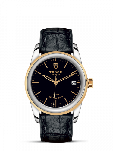 Glamour Date 36 Stainless Steel / Yellow Gold / Black / Strap