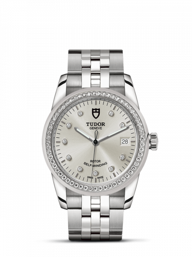 Glamour Date 36 Stainless Steel / Diamond / Silver-Diamond / Bracelet