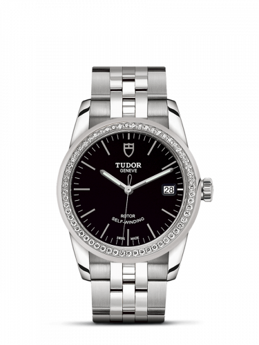 Glamour Date 36 Stainless Steel / Diamond / Black / Bracelet