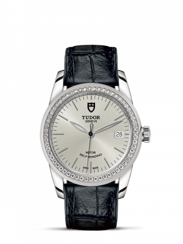 Glamour Date 36 Stainless Steel / Diamond / Silver / Strap