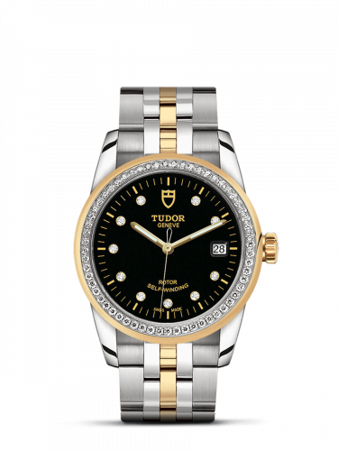 Glamour Date 36 Stainless Steel / Yellow Gold / Diamond / Black-Diamond / Bracelet