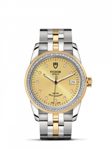Glamour Date 36 Stainless Steel / Yellow Gold / Diamond / Champagne-Diamond / Bracelet