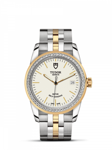 Glamour Date 36 Stainless Steel / Yellow Gold / Diamond / Opaline / Bracelet