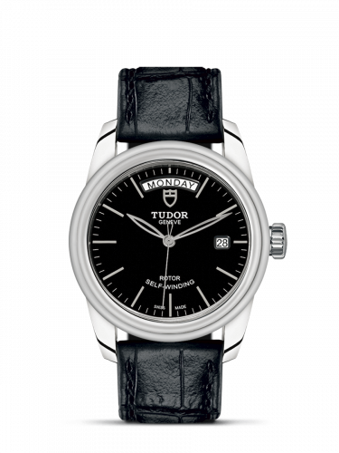 Glamour Day + Date Stainless Steel / Black / Strap