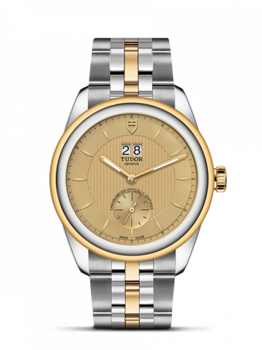 Glamour Double Date Stainless Steel / Yellow Gold / Champagne/ Bracelet