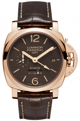Luminor 1950 44 8 Days GMT Red Gold / Brown
