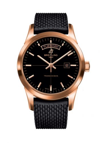 Transocean Day & Date Red Gold / Black / Rubber / Folding