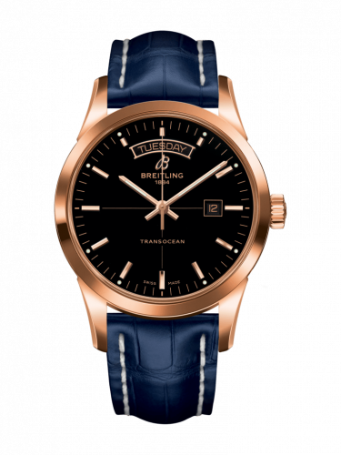 Transocean Day & Date Red Gold / Black / Croco / Folding