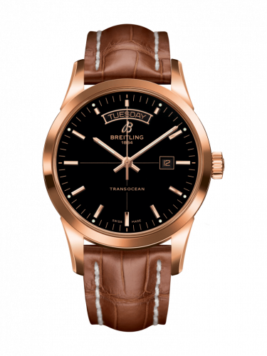 Transocean Day & Date Red Gold / Black / Croco / Pin