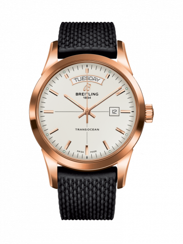 Transocean Day & Date Red Gold / Silver / Rubber / Folding