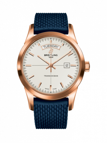 Transocean Day & Date Red Gold / Silver / Rubber / Folding