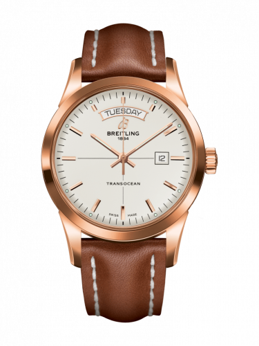 Transocean Day & Date Red Gold / Silver / Calf / Folding