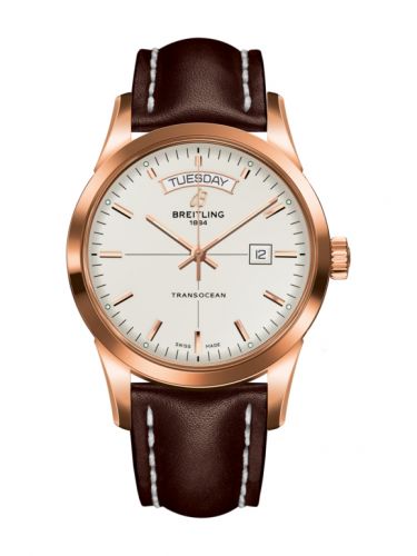 Transocean Day & Date Red Gold / Silver / Calf / Pin