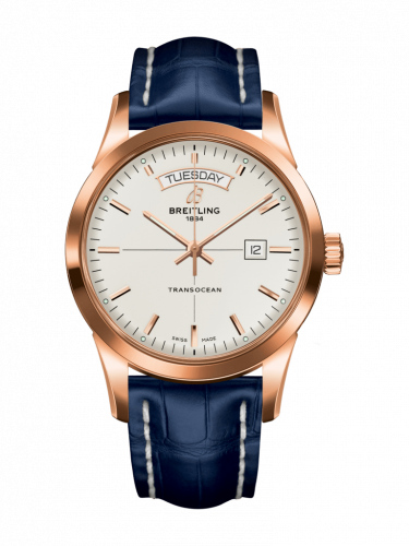 Transocean Day & Date Red Gold / Silver / Croco / Folding