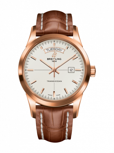 Transocean Day & Date Red Gold / Silver / Croco / Folding