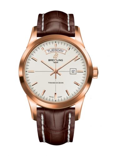 Transocean Day & Date Red Gold / Silver / Croco / Pin