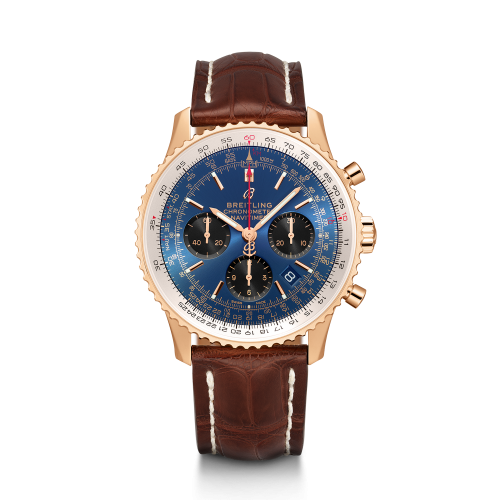 Navitimer 1 B01 Chronograph 43 Red Gold / Blue / Croco / Folding
