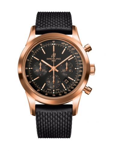 Transocean Chronograph Red Gold / Black / Rubber Aero Classic