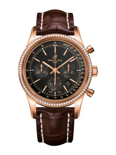 Transocean Chronograph Red Gold / Diamond / Black / Croco