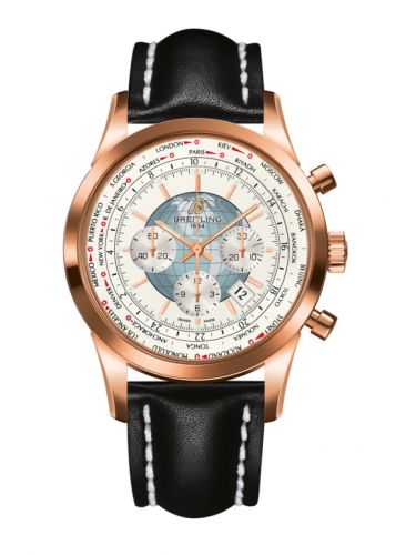 Transocean Chronograph Unitime Red Gold / Silver / Calf